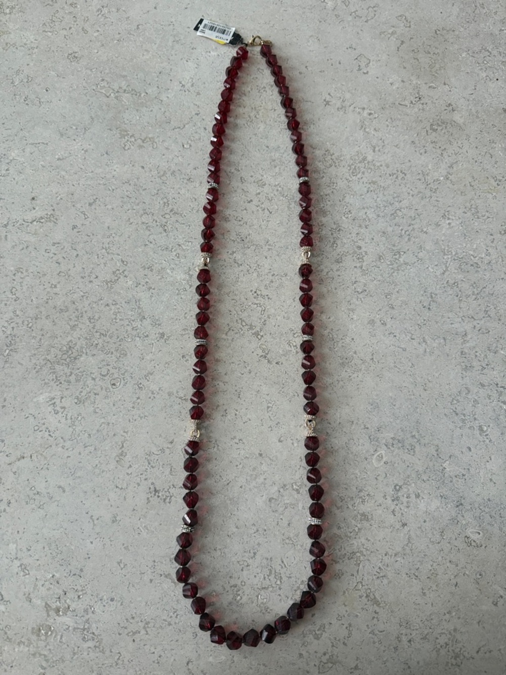 Elegant Faceted Red Bead Necklace with Gold Accents